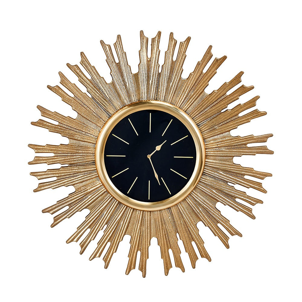 Product photograph of Olivia S Fleur Starburst Wall Clock In Gold from Olivia's