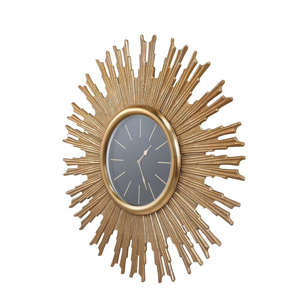 Product photograph of Olivia S Fleur Starburst Wall Clock In Gold from Olivia's.