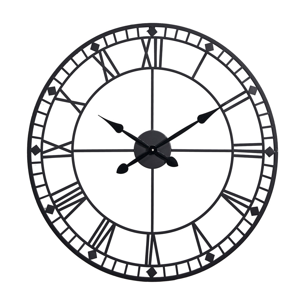 Product photograph of Olivia S Donnie Metal Round Skeleton Wall Clock In Black from Olivia's