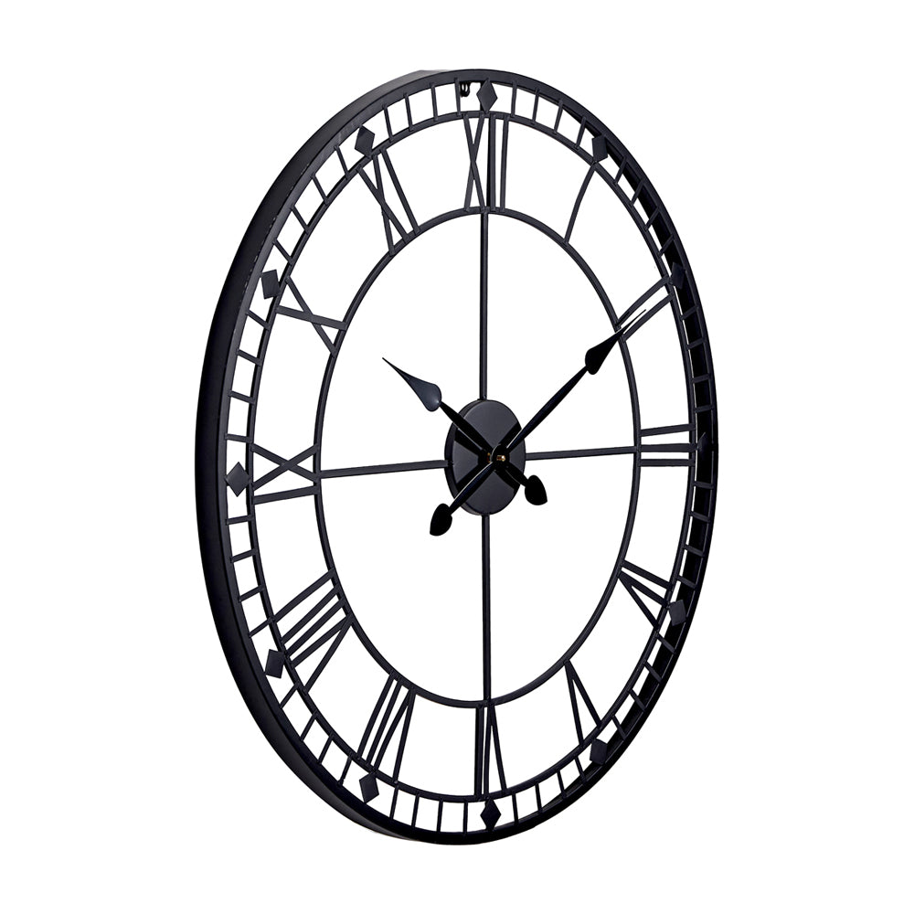 Product photograph of Olivia S Donnie Metal Round Skeleton Wall Clock In Black from Olivia's.