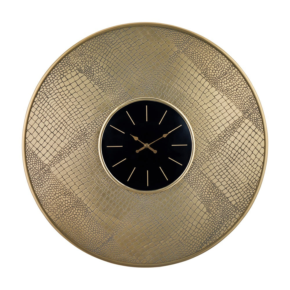 Product photograph of Olivia S Maggie Wall Clock In Brass Croc from Olivia's