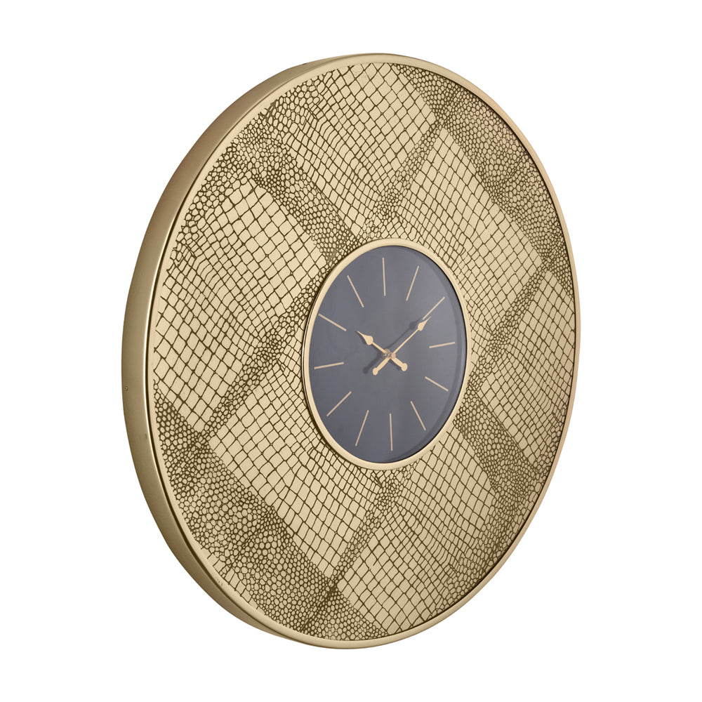 Product photograph of Olivia S Maggie Wall Clock In Brass Croc from Olivia's.