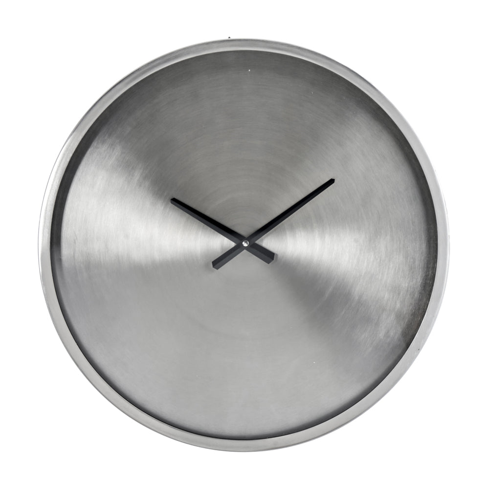 Product photograph of Olivia S Enzo Brushed Nickel Round Wall Clock from Olivia's
