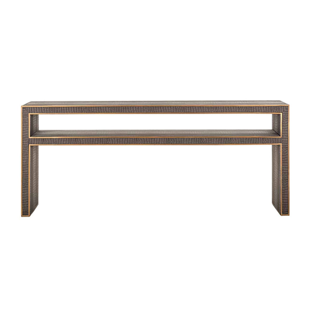 Product photograph of Richmond Classio Brushed Gold Console Table from Olivia's