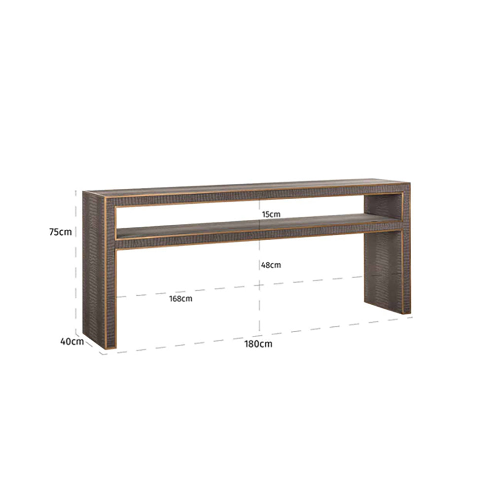 Product photograph of Richmond Classio Brushed Gold Console Table from Olivia's.