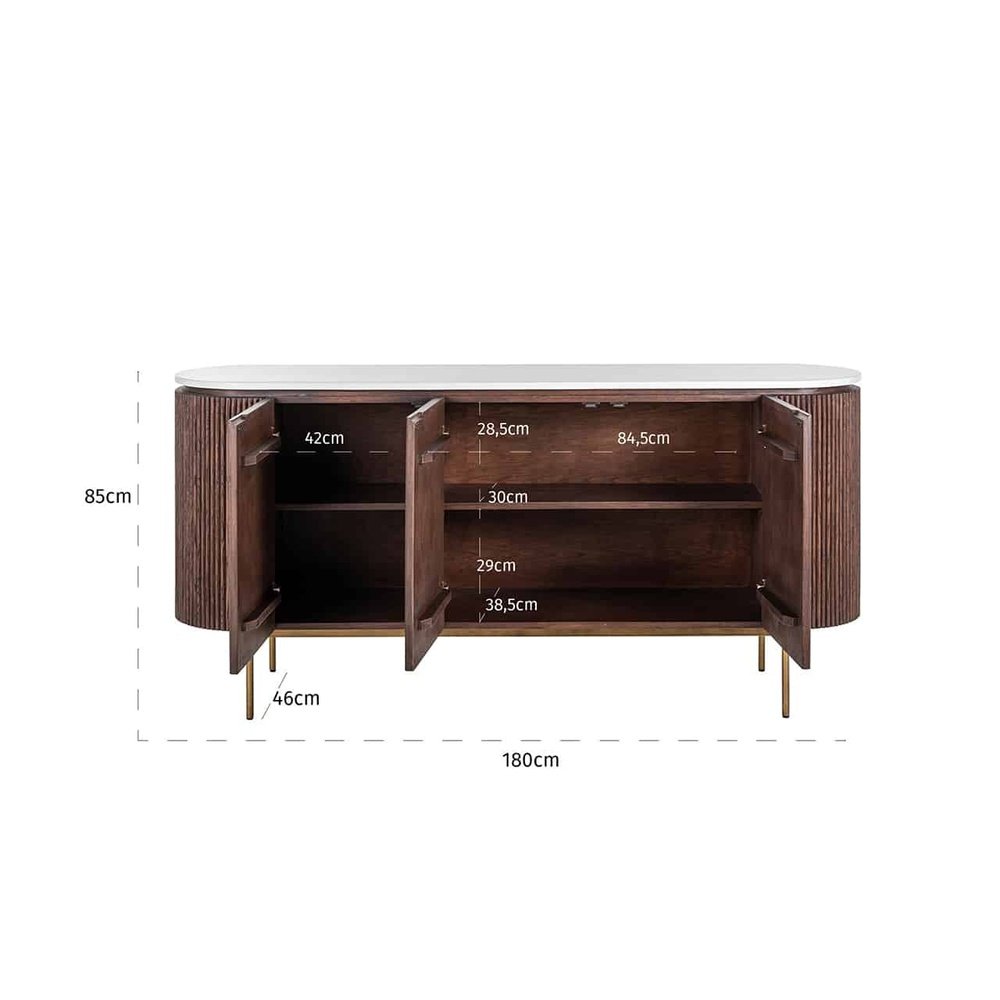 Product photograph of Richmond Barkley 3 Door Sideboard In Brushed Gold from Olivia's.