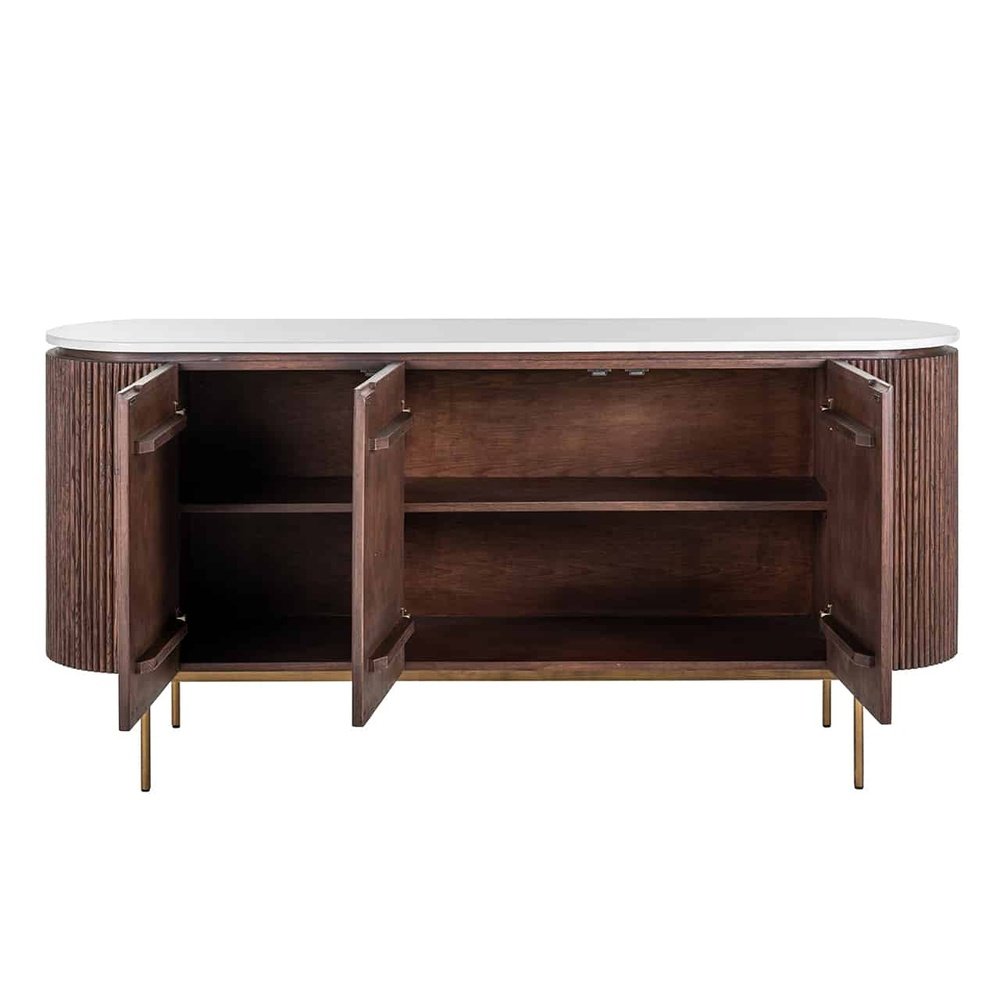 Product photograph of Richmond Barkley 3 Door Sideboard In Brushed Gold from Olivia's.