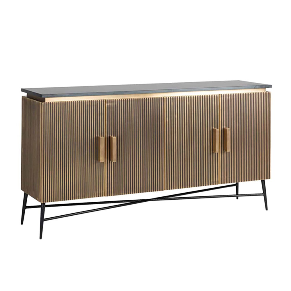 Product photograph of Richmond Ironville 4 Doors Brass Sideboard from Olivia's