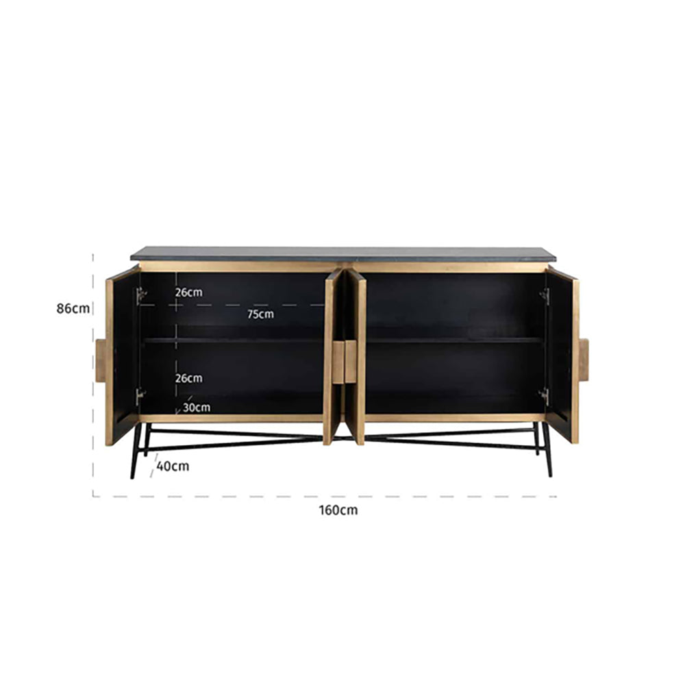 Product photograph of Richmond Ironville 4 Doors Brass Sideboard from Olivia's.