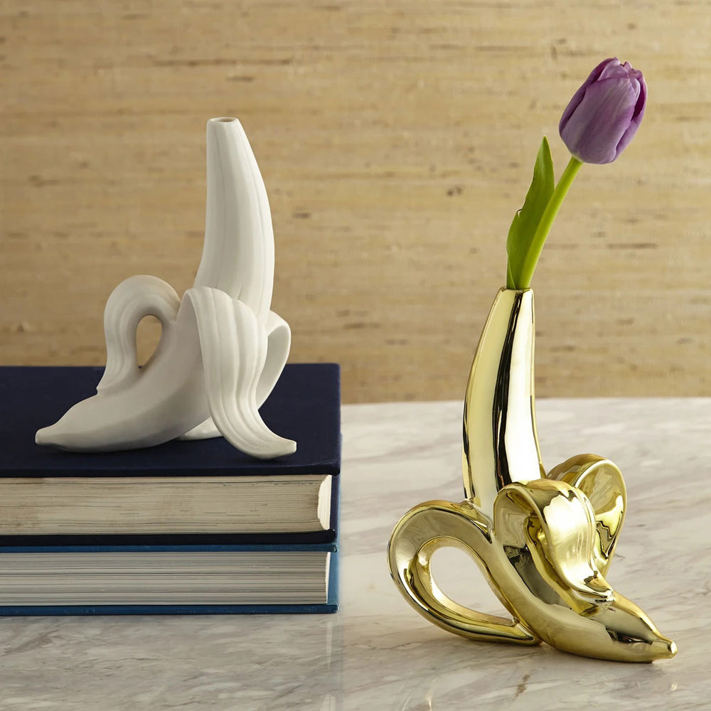Product photograph of Jonathan Adler Banana Vase Gold from Olivia's.