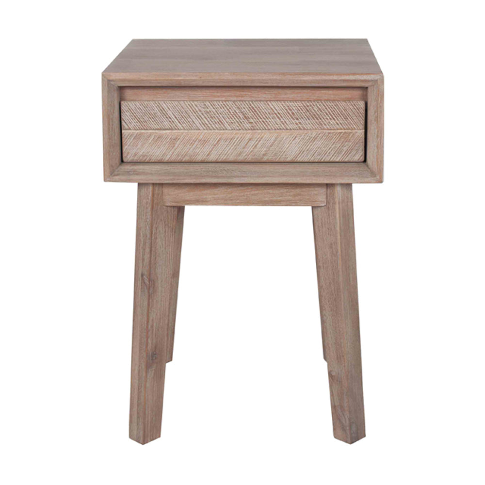 Product photograph of Olivia S Melville Acacia Wood 1 Drawer Bedside Unit In Sand Wash from Olivia's