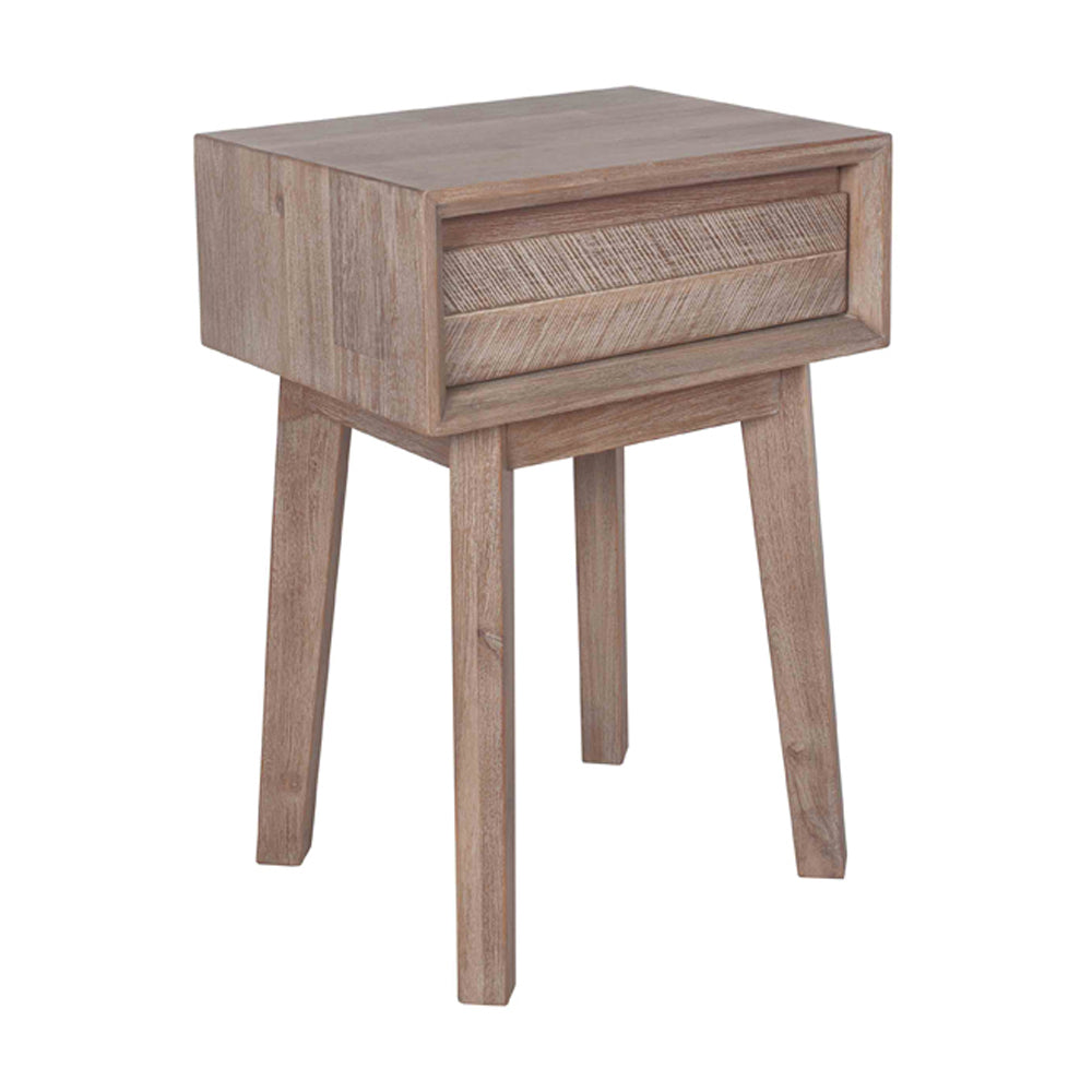 Product photograph of Olivia S Melville Acacia Wood 1 Drawer Bedside Unit In Sand Wash from Olivia's.