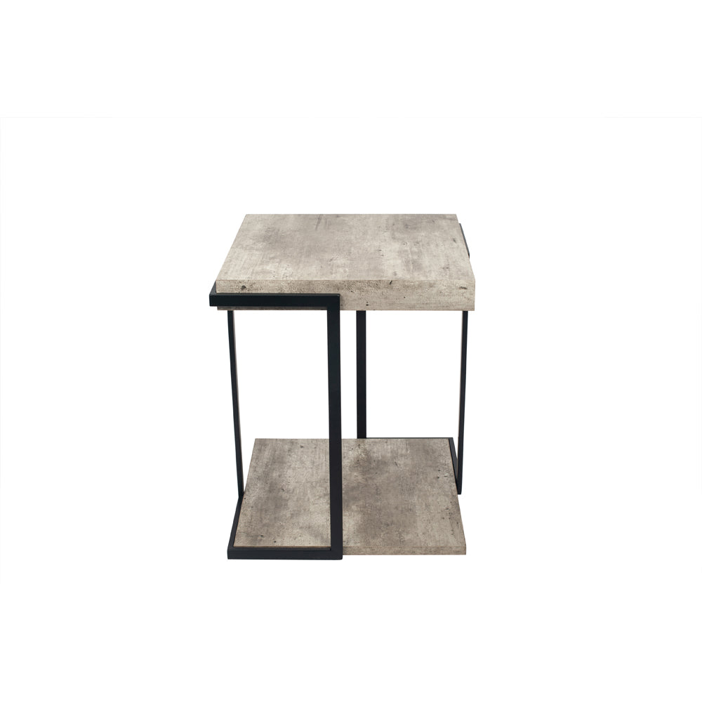 Product photograph of Olivia S Chichi Concrete Effect And Black Iron Side Table from Olivia's