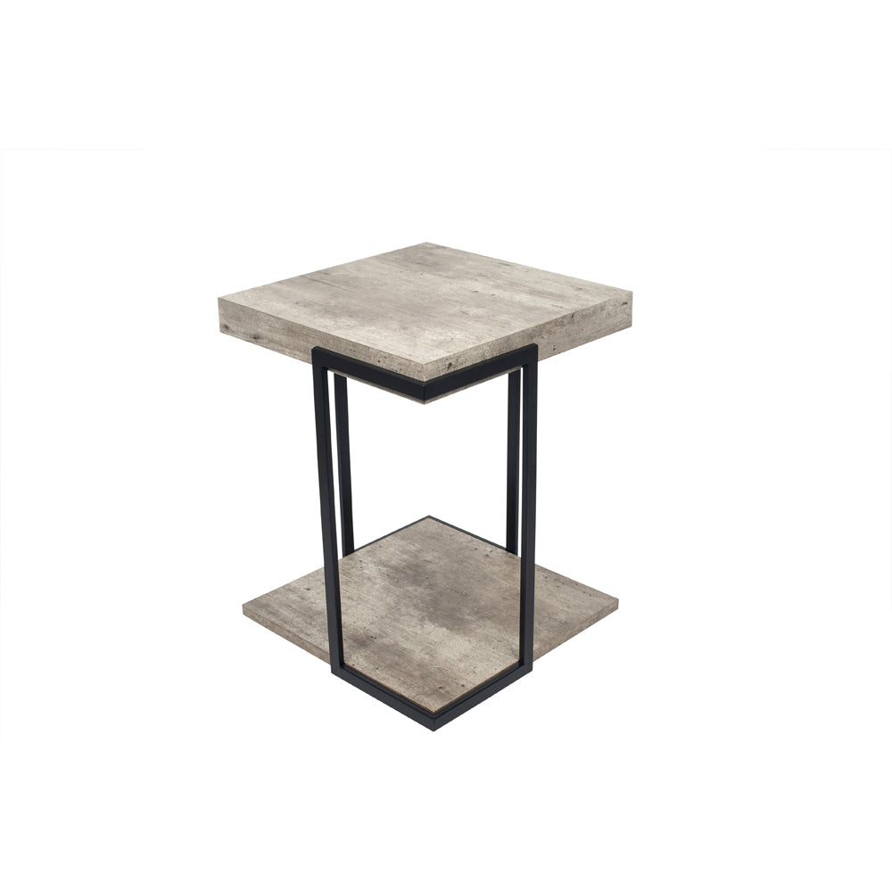 Product photograph of Olivia S Chichi Concrete Effect And Black Iron Side Table from Olivia's.