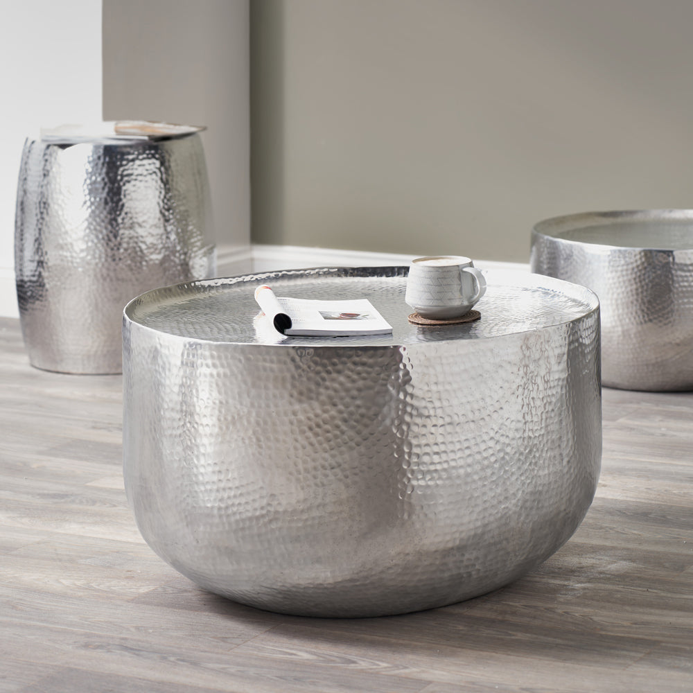 Product photograph of Olivia S Mimi Large Hammered And Polished Round Table In Aluminium from Olivia's.