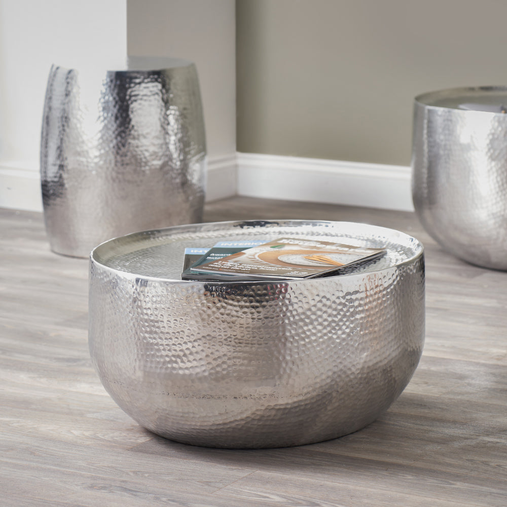 Product photograph of Olivia S Mimi Small Hammered And Polished Round Table In Aluminium from Olivia's.
