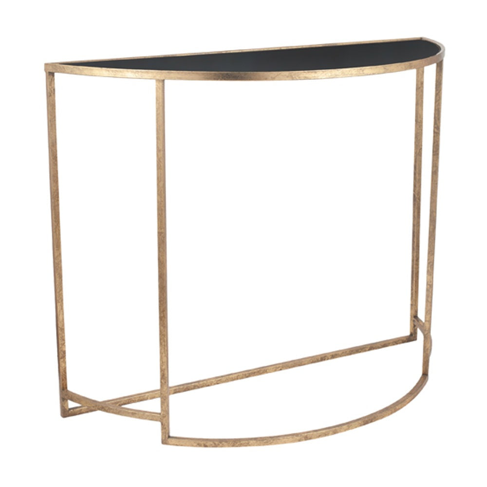 Product photograph of Olivia S Portia Half Moon Console In Antique Gold And Black from Olivia's