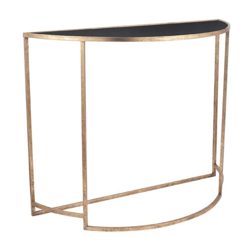 Product photograph of Olivia S Portia Half Moon Console In Antique Gold And Black from Olivia's.