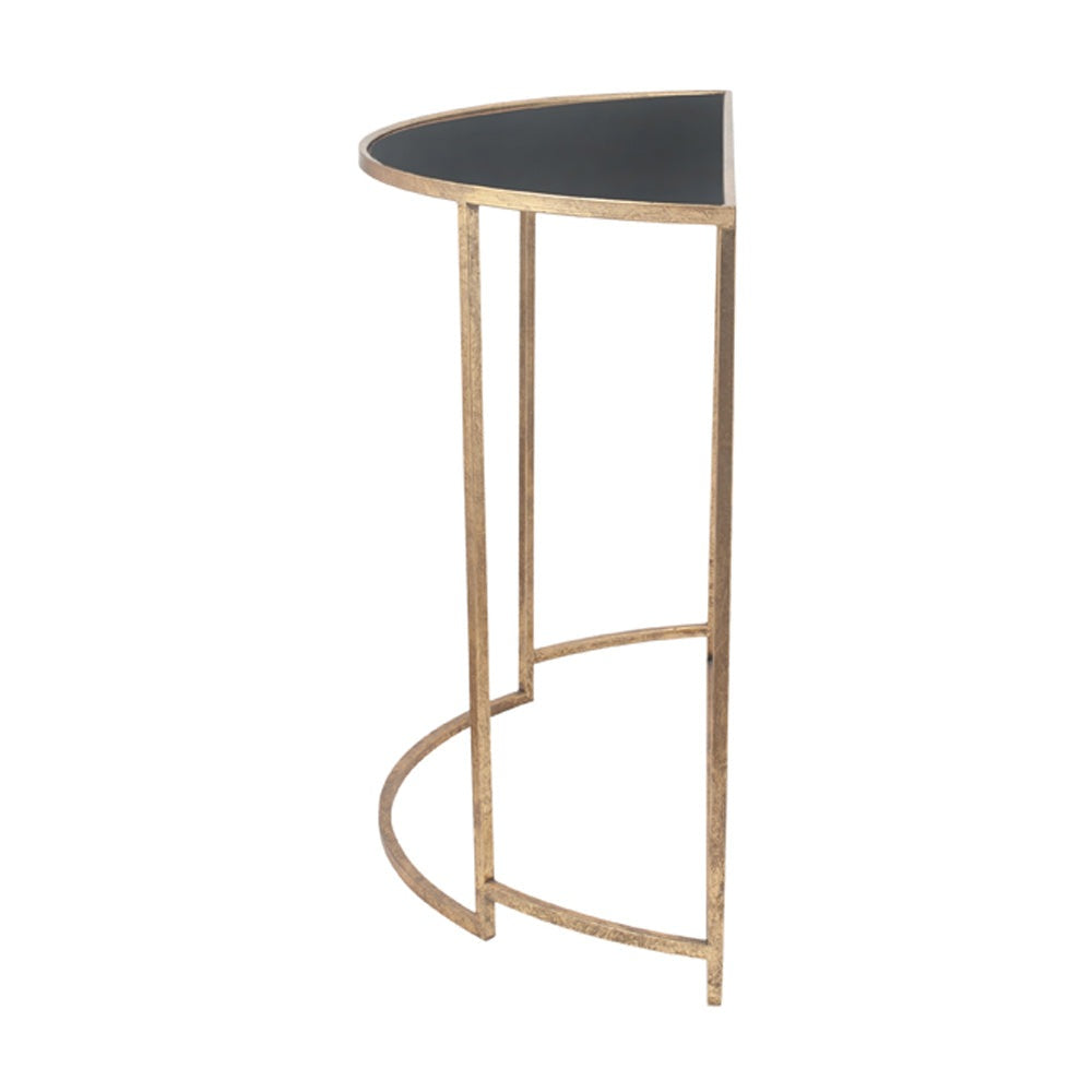 Product photograph of Olivia S Portia Half Moon Console In Antique Gold And Black from Olivia's.