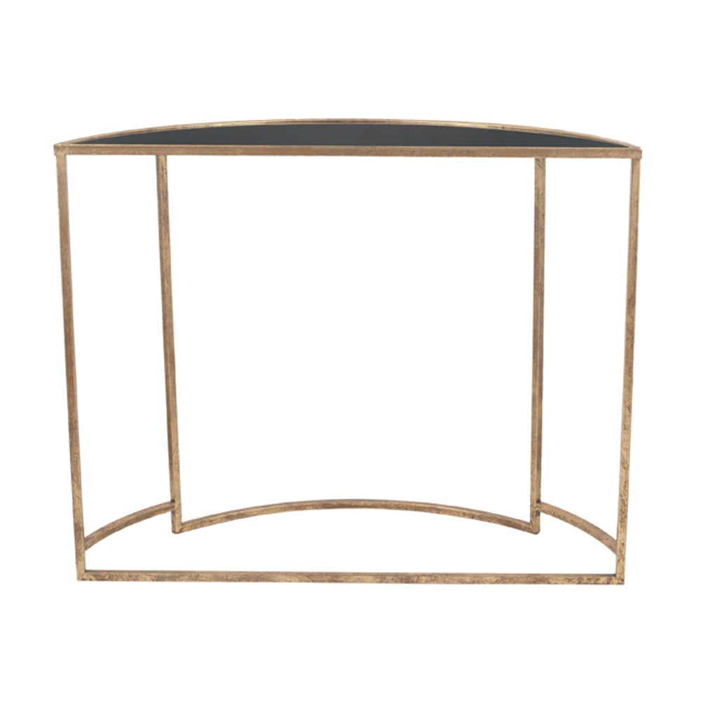 Product photograph of Olivia S Portia Half Moon Console In Antique Gold And Black from Olivia's.