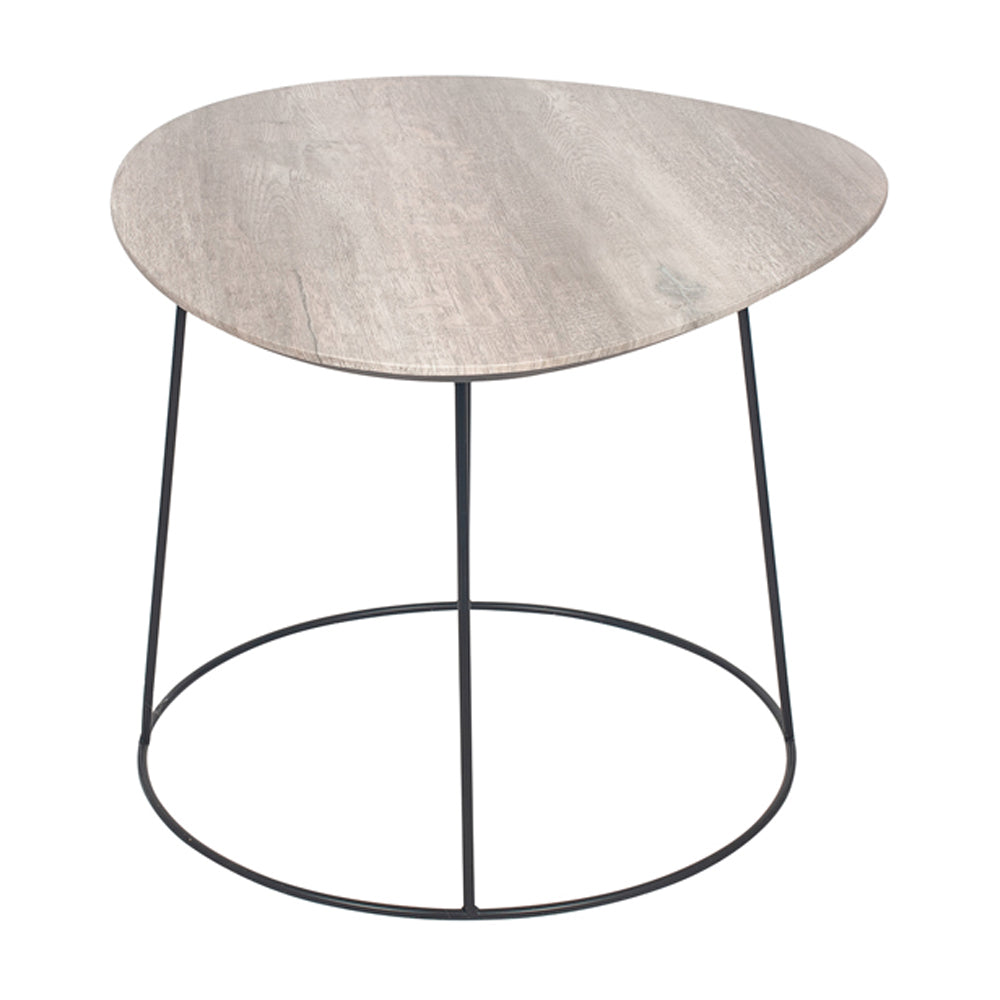 Product photograph of Olivia S Kiko Oak Veneer And Metal Leg Side Table In Monochrome from Olivia's.