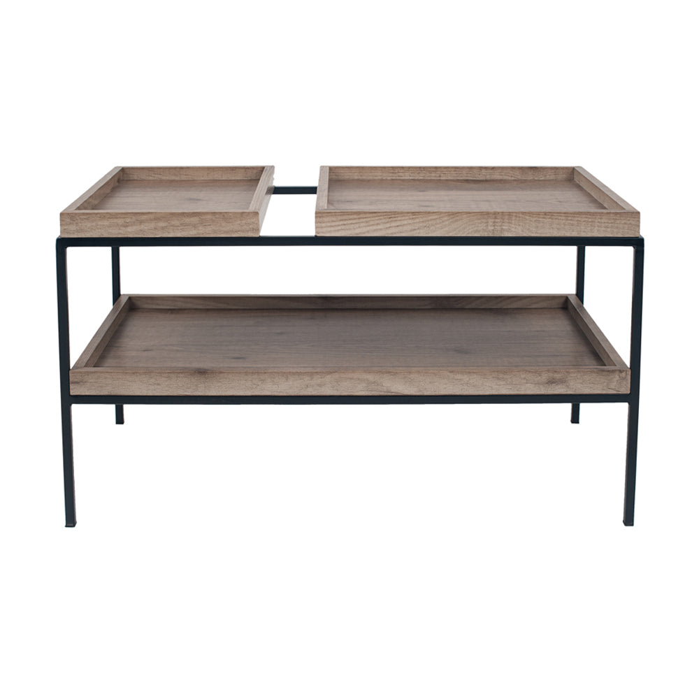 Product photograph of Olivia S Candice Natural Wood Veneer And Black Metal Coffee Table from Olivia's
