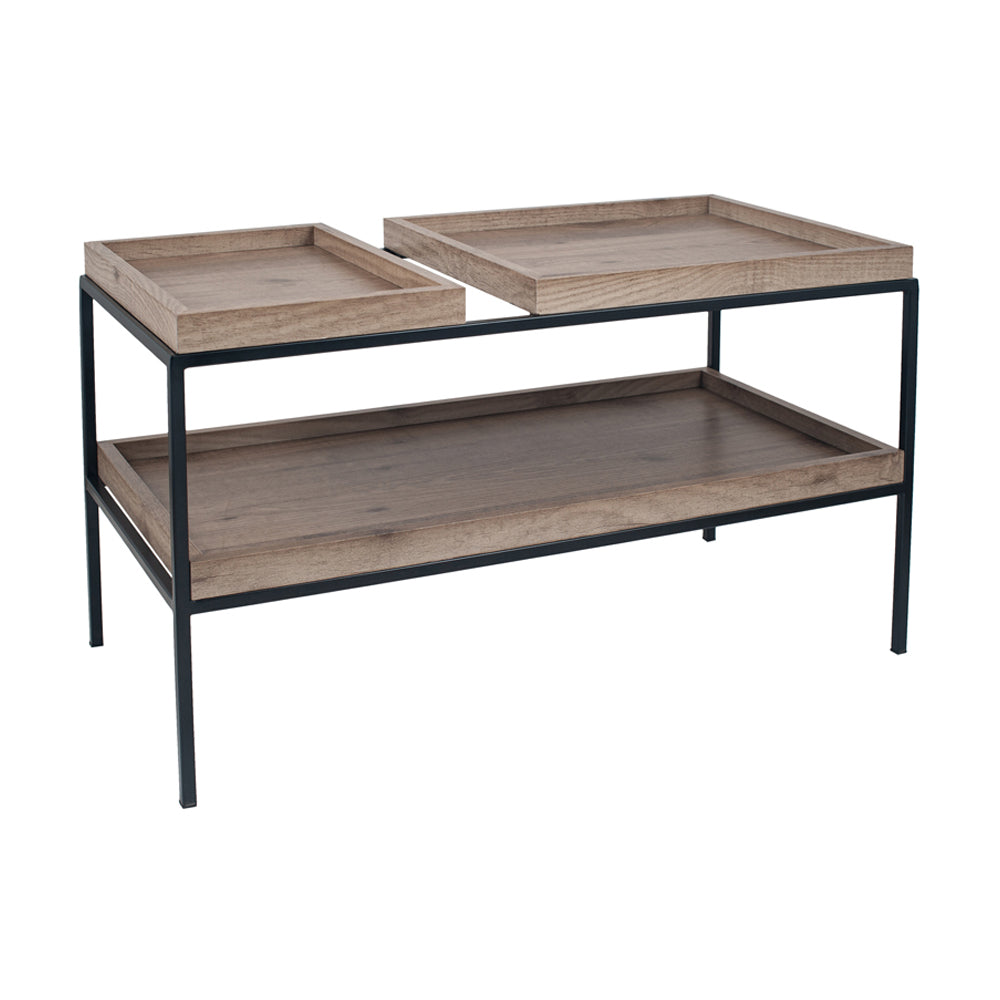Product photograph of Olivia S Candice Natural Wood Veneer And Black Metal Coffee Table from Olivia's.