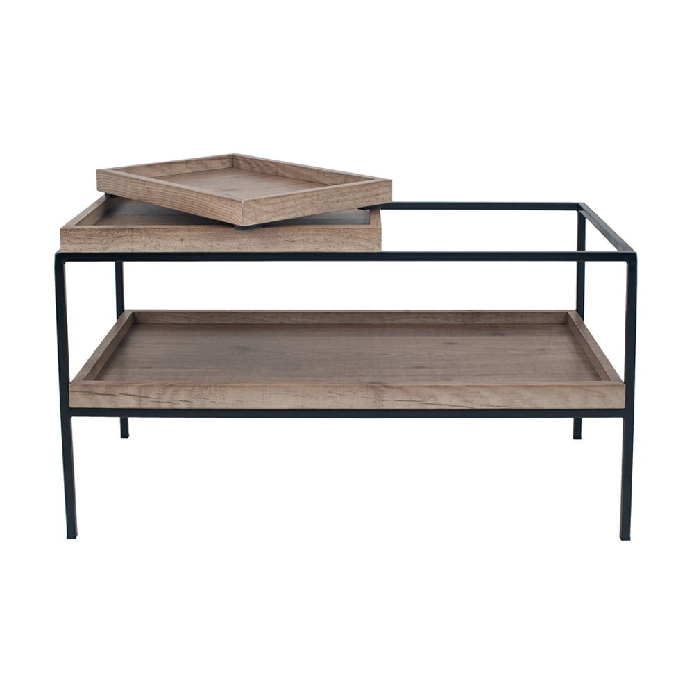 Product photograph of Olivia S Candice Natural Wood Veneer And Black Metal Coffee Table from Olivia's.
