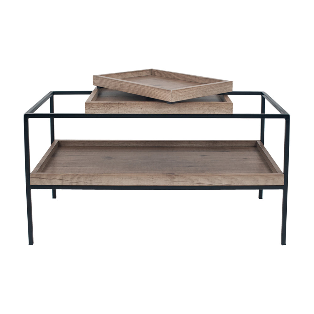 Product photograph of Olivia S Candice Natural Wood Veneer And Black Metal Coffee Table from Olivia's.