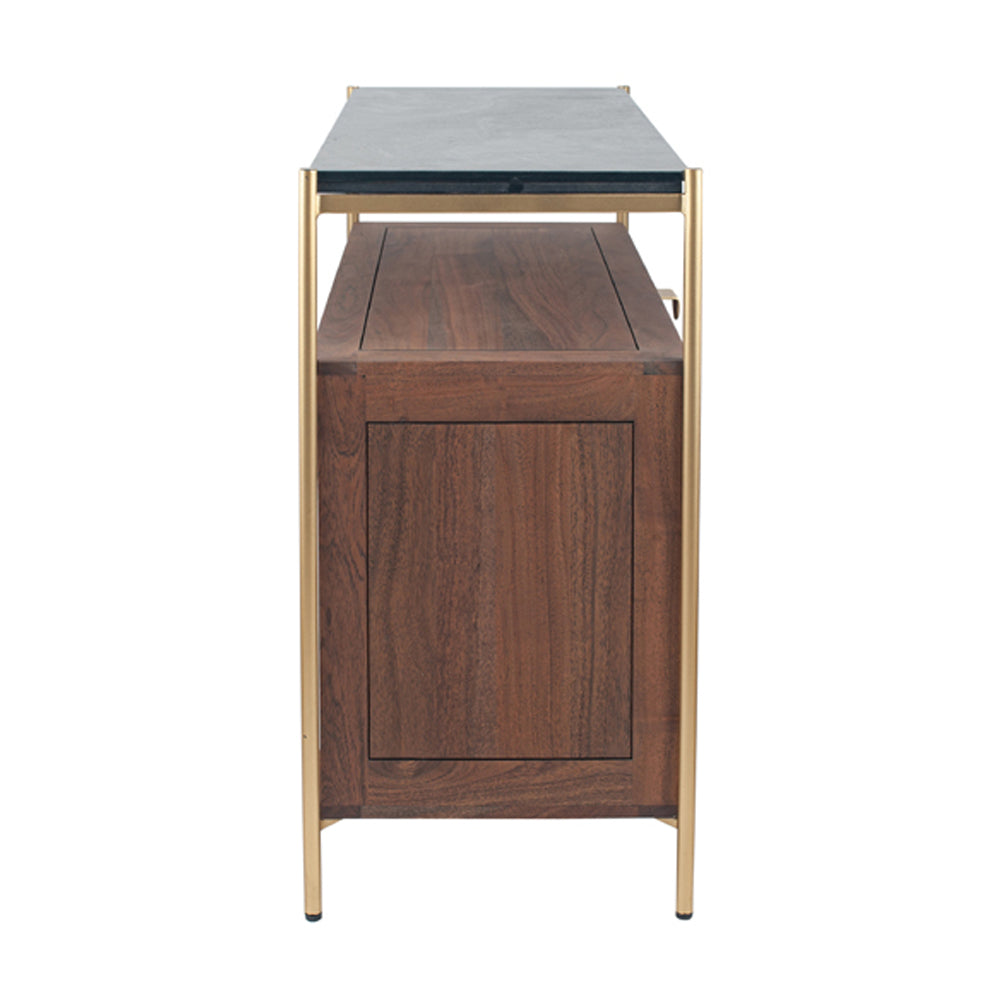 Product photograph of Olivias Oslo 2 Drawer Unit In Acacia Wood And Black Marble from Olivia's.