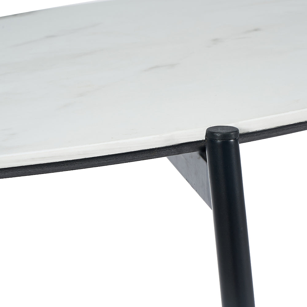 Product photograph of Olivia S Shayla Marble Veneer Metal Console Table In Monochrome from Olivia's.