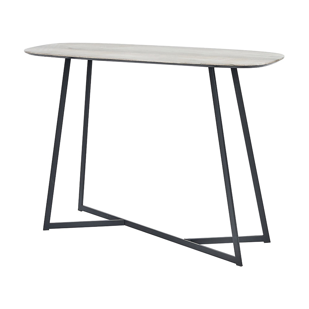 Product photograph of Olivia S Roma Oak Veneer And Metal Console Table In Grey Black from Olivia's.