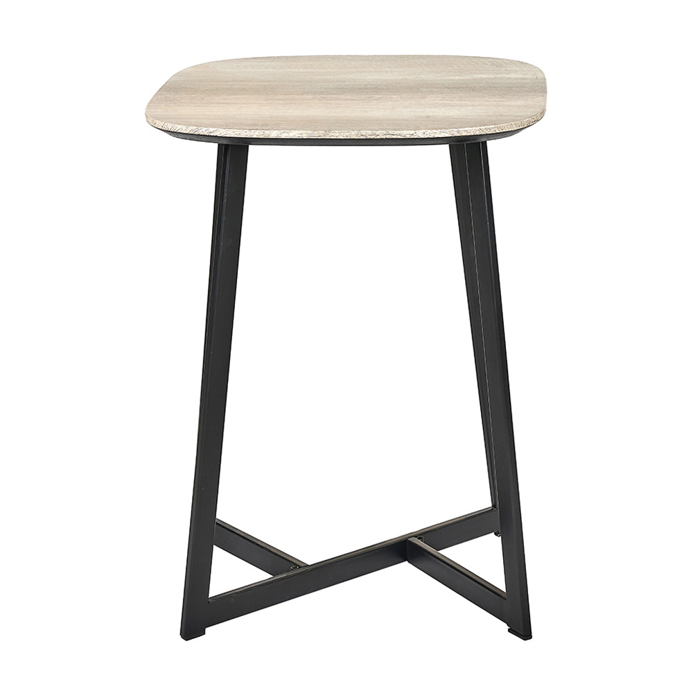 Product photograph of Olivia S Roma Oak Veneer And Metal Side Table In Grey Black from Olivia's