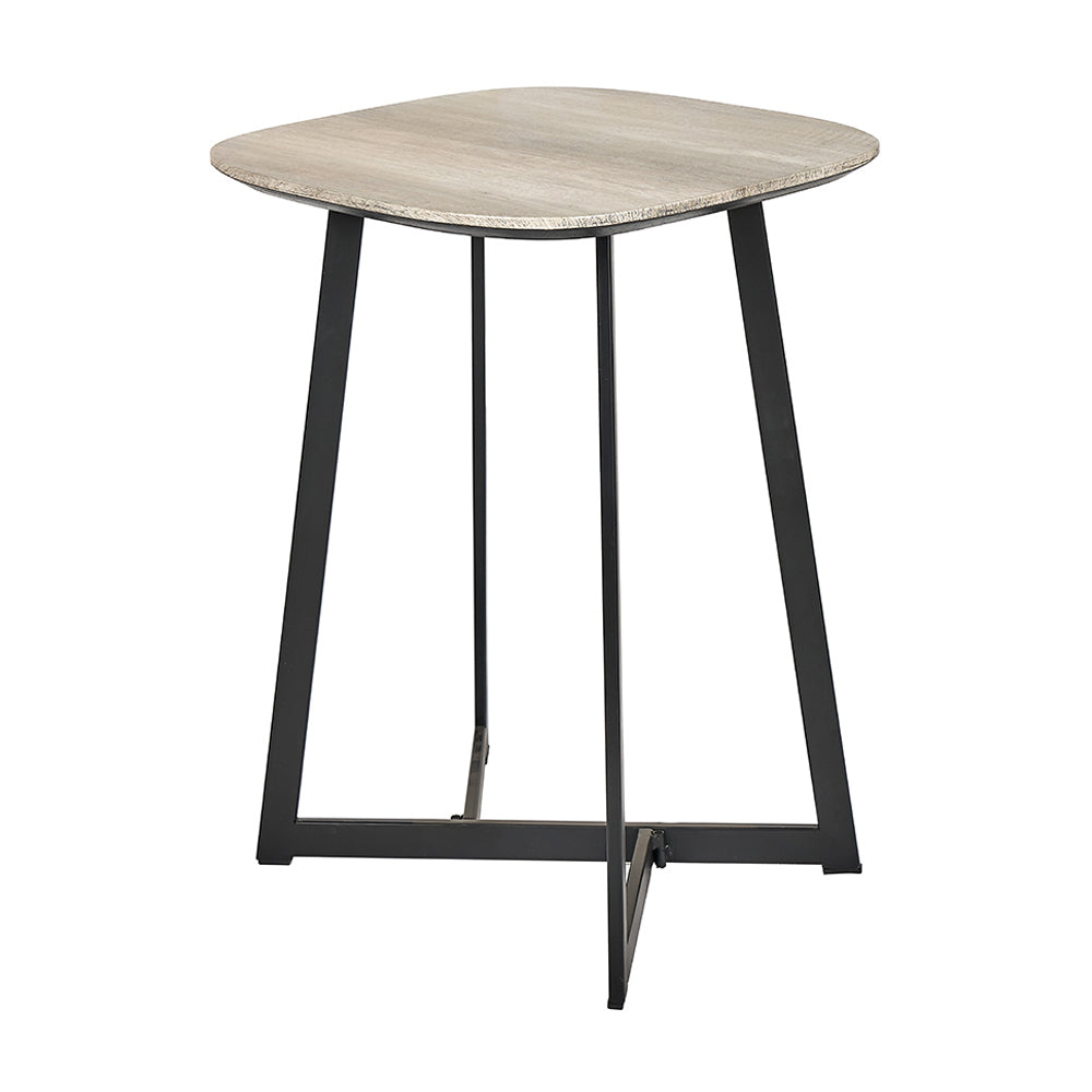 Product photograph of Olivia S Roma Oak Veneer And Metal Side Table In Grey Black from Olivia's.