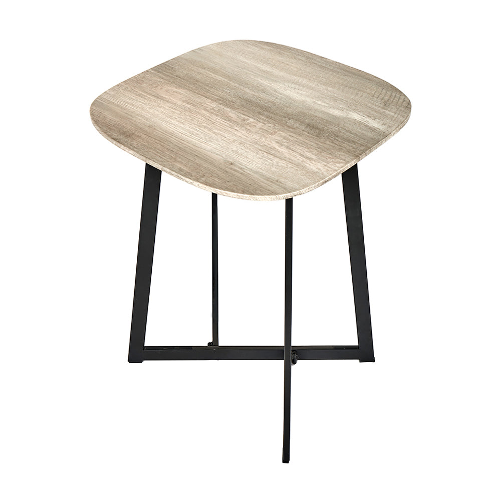 Product photograph of Olivia S Roma Oak Veneer And Metal Side Table In Grey Black from Olivia's.