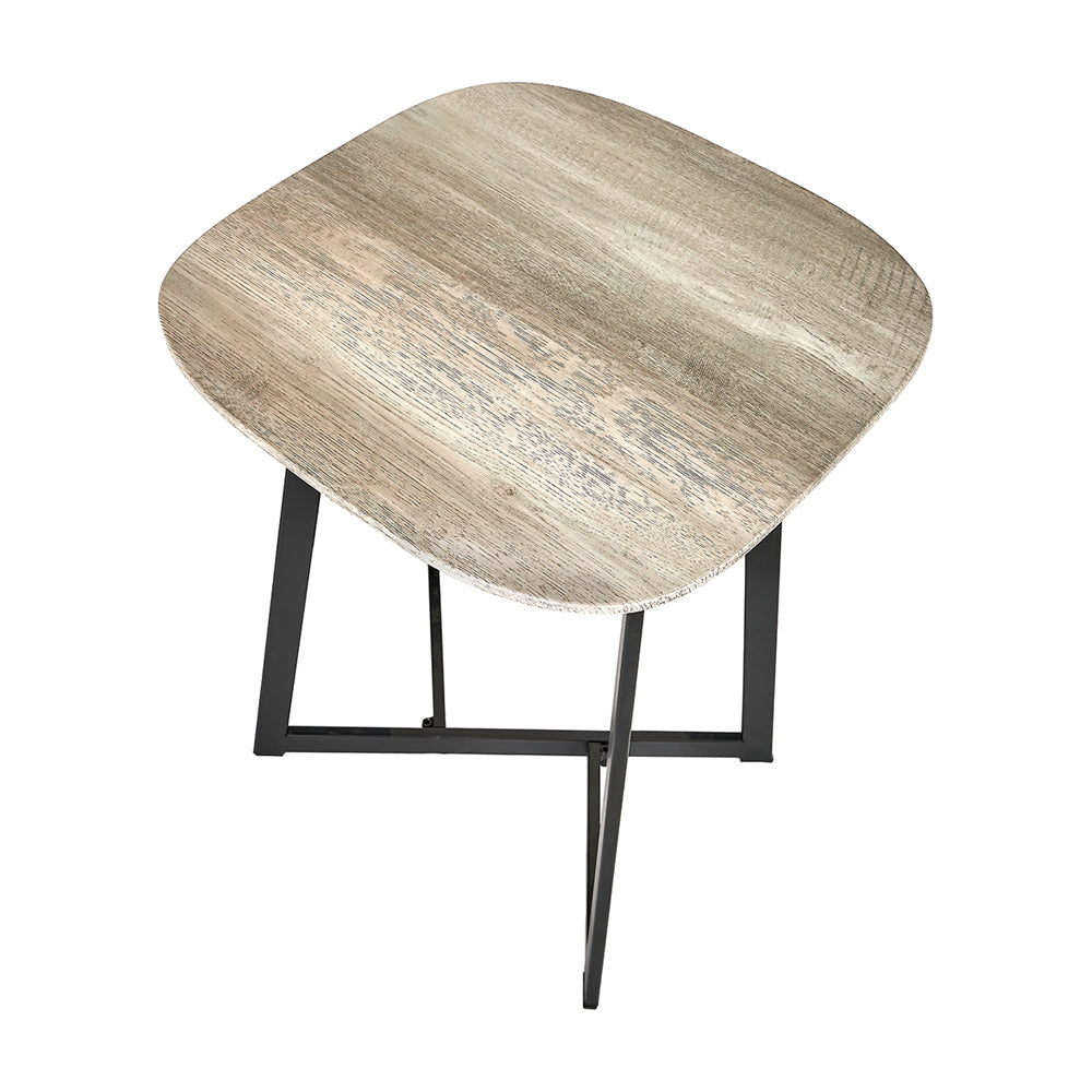 Product photograph of Olivia S Roma Oak Veneer And Metal Side Table In Grey Black from Olivia's.