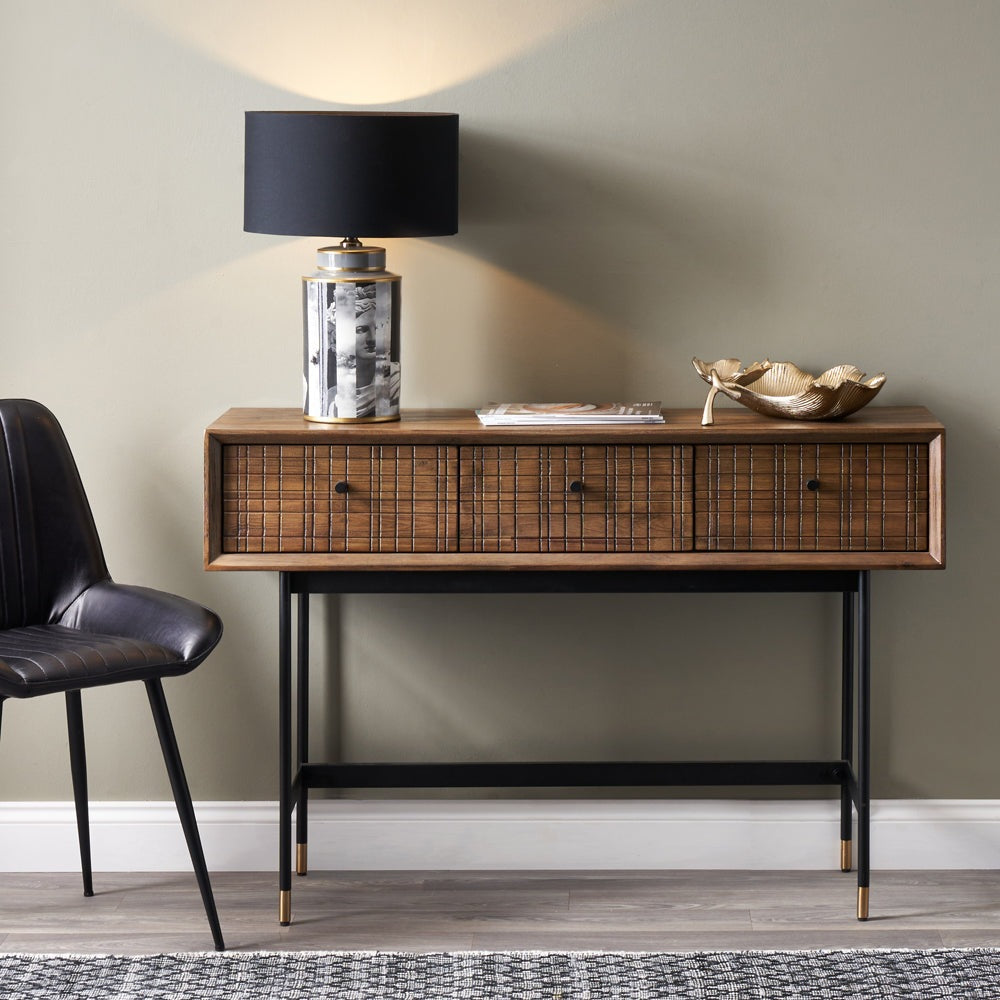 Product photograph of Olivia S Ava 3 Drawer Console Table In Acacia Wood from Olivia's.