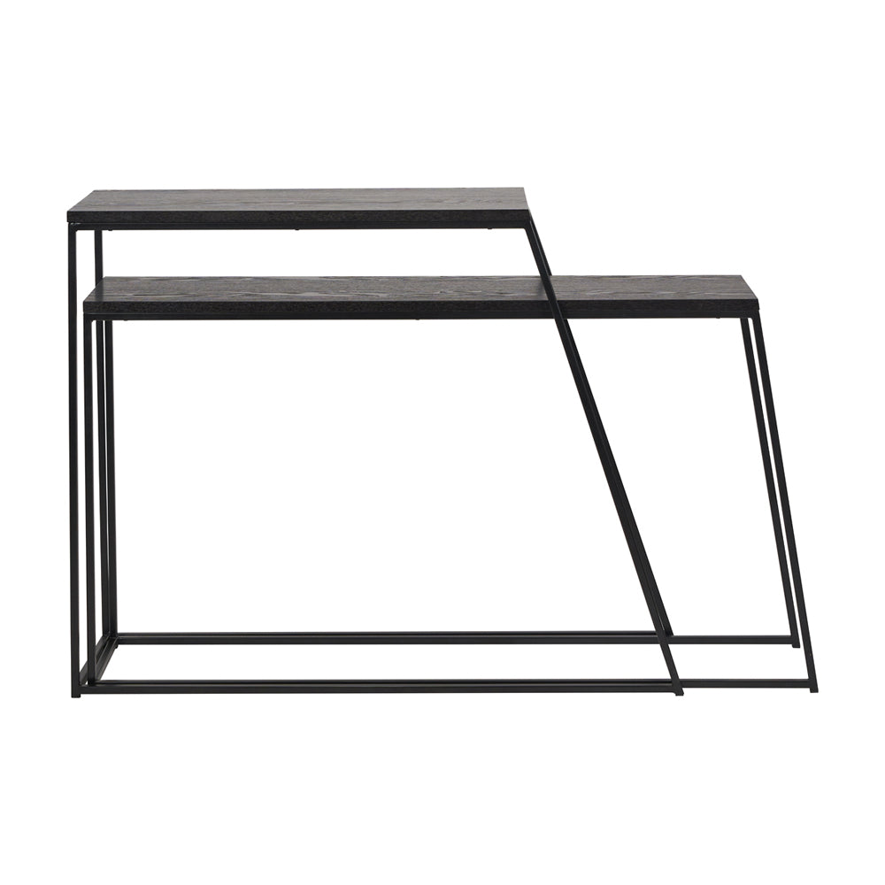 Product photograph of Olivia S Mason Set Of 2 Veneer Metal Console Tables In Black from Olivia's.