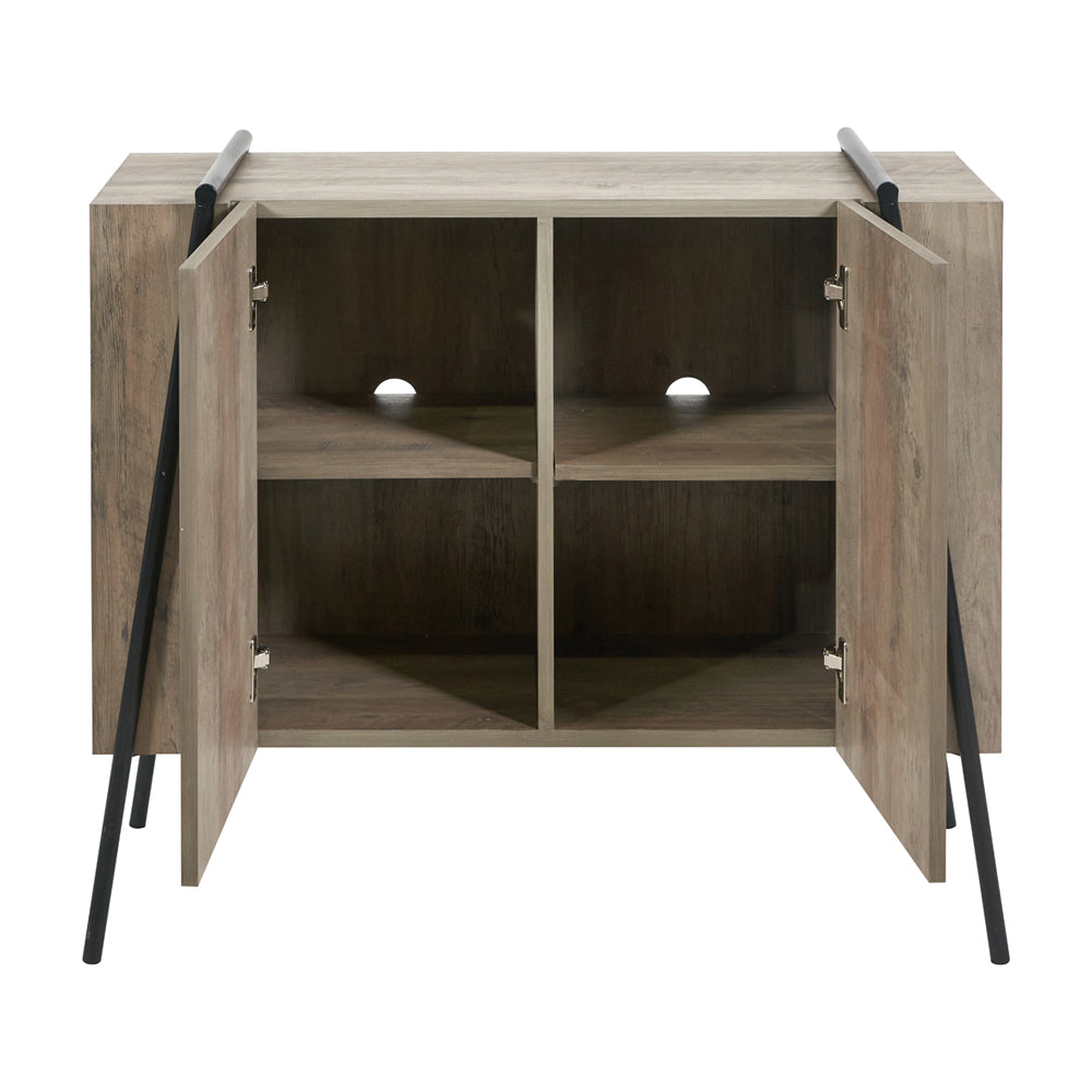 Product photograph of Olivia S Maya Light Brown Wood Veneer And Black Metal 2 Door Sideboard from Olivia's.