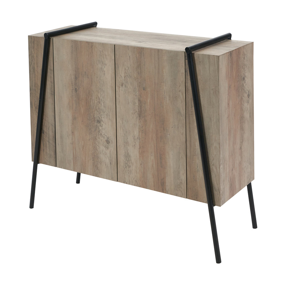 Product photograph of Olivia S Maya Light Brown Wood Veneer And Black Metal 2 Door Sideboard from Olivia's.