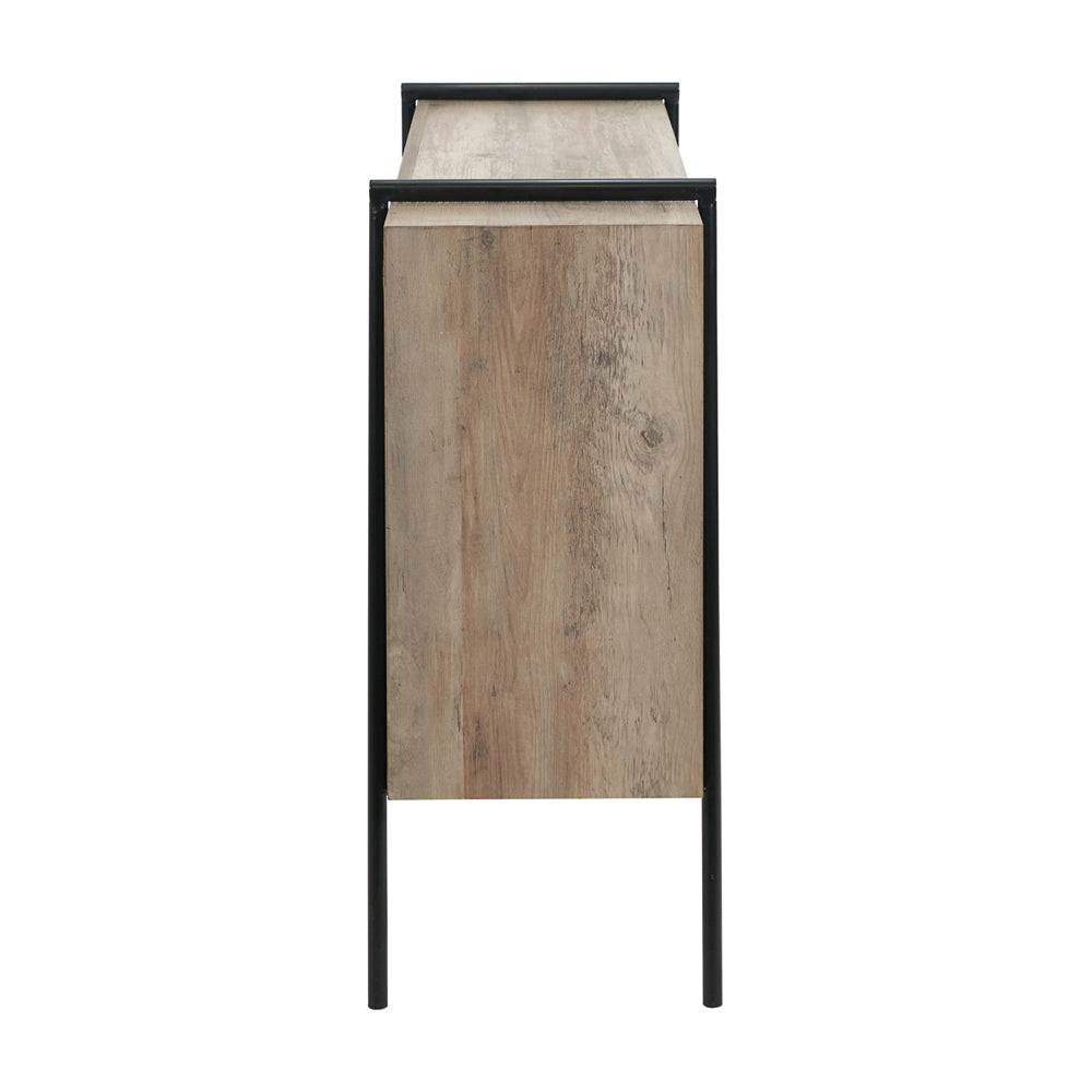 Product photograph of Olivia S Maya Light Brown Wood Veneer And Black Metal 2 Door Sideboard from Olivia's.