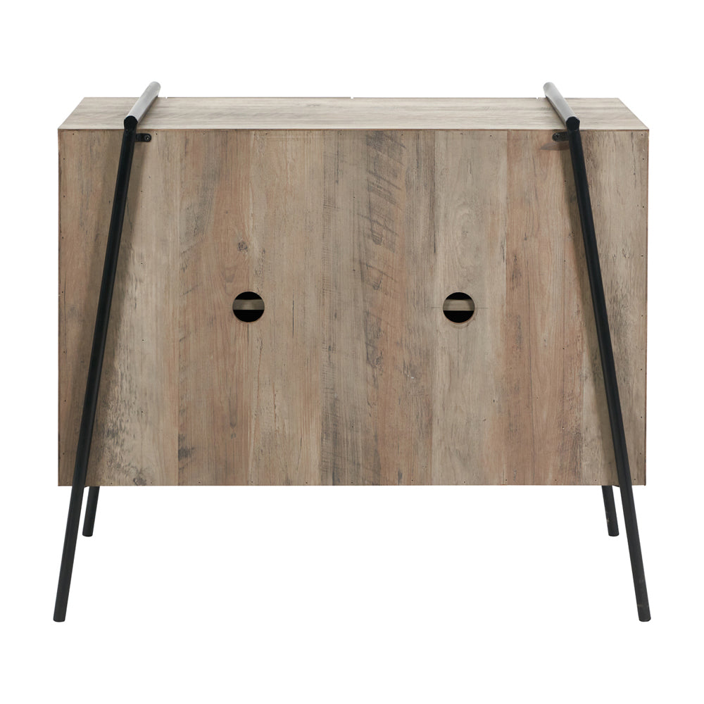 Product photograph of Olivia S Maya Light Brown Wood Veneer And Black Metal 2 Door Sideboard from Olivia's.