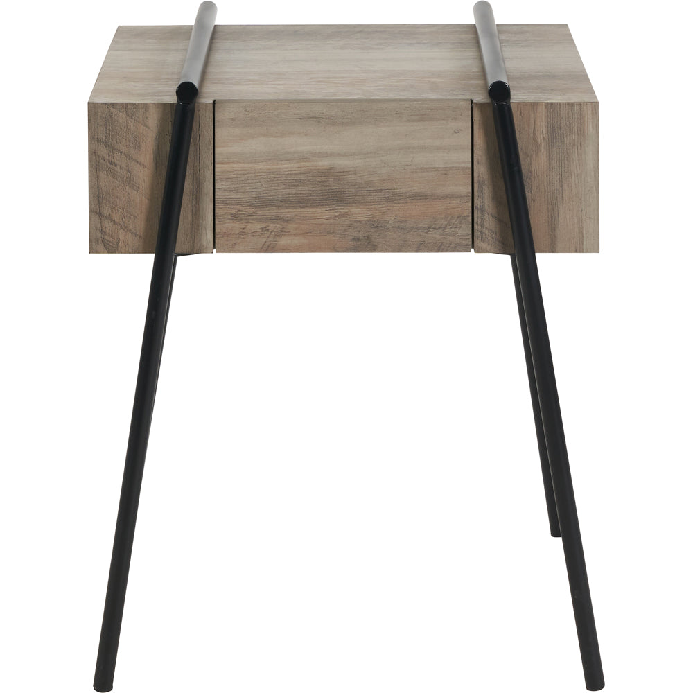 Product photograph of Olivia S Maya Light Brown Wood Veneer And Black Metal 1 Drawer Side Table from Olivia's