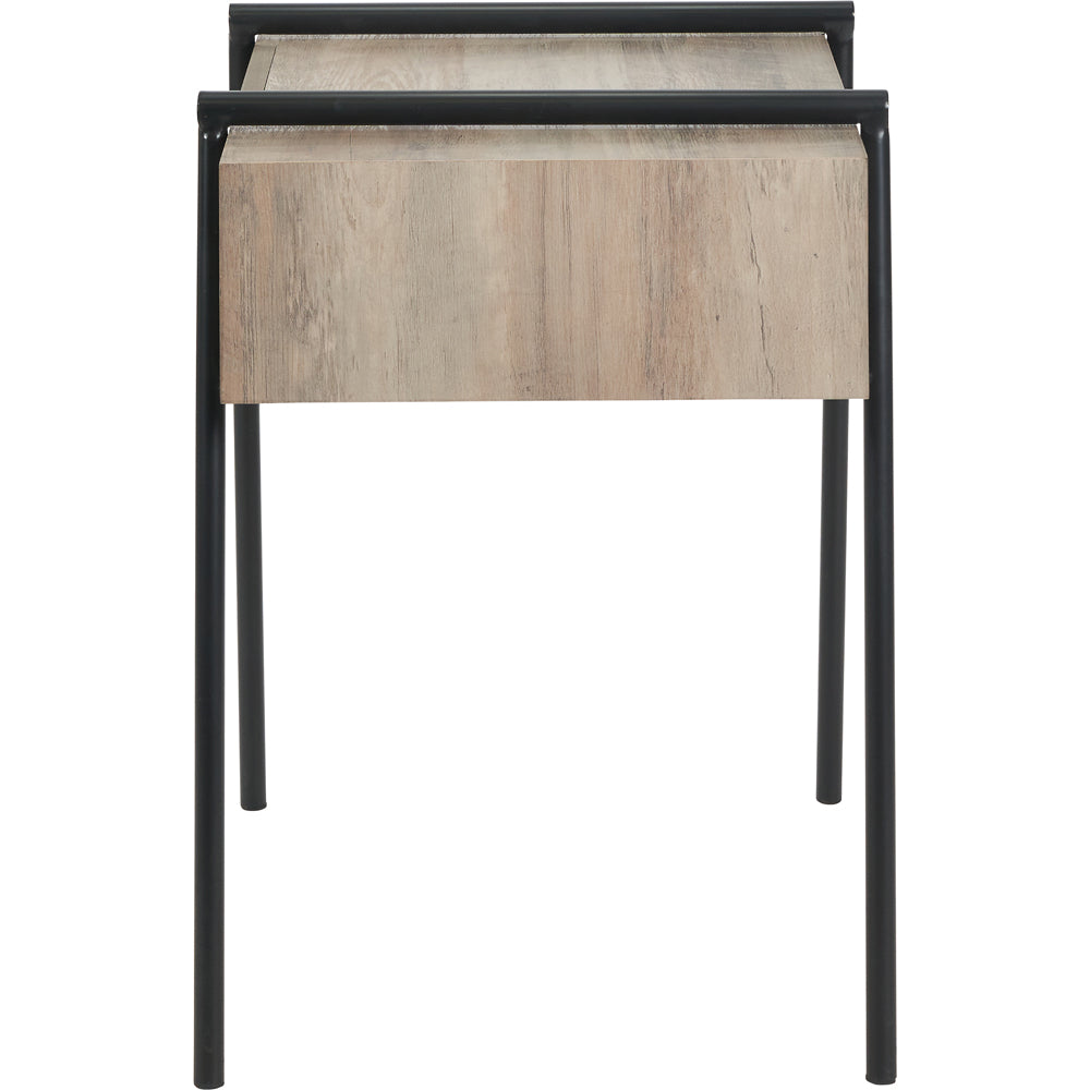 Product photograph of Olivia S Maya Light Brown Wood Veneer And Black Metal 1 Drawer Side Table from Olivia's.