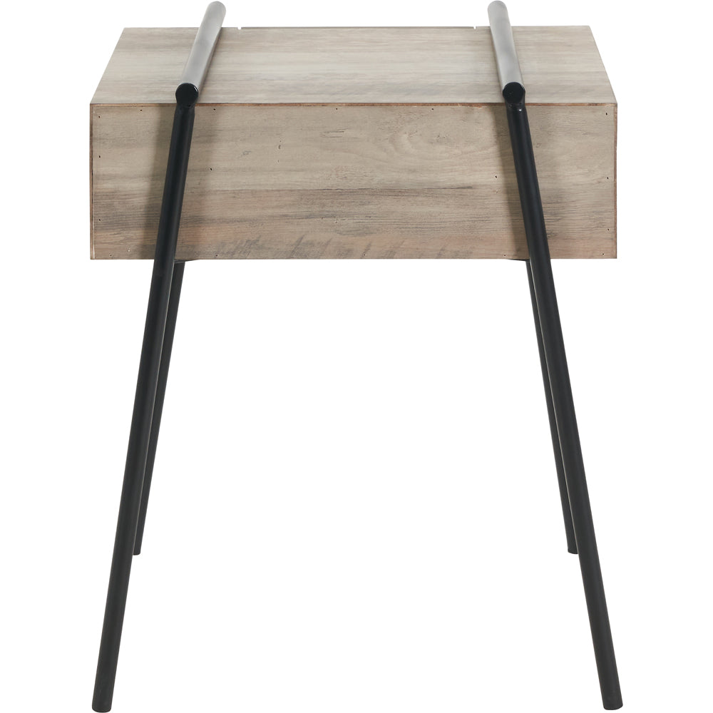 Product photograph of Olivia S Maya Light Brown Wood Veneer And Black Metal 1 Drawer Side Table from Olivia's.