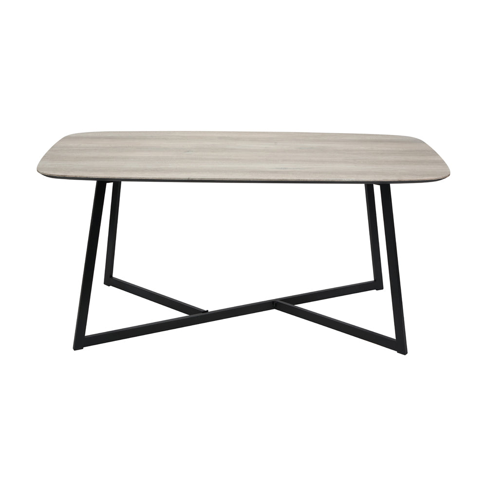 Product photograph of Olivia S Cassie Oak Veneer And Metal Dining Table In Black Grey from Olivia's