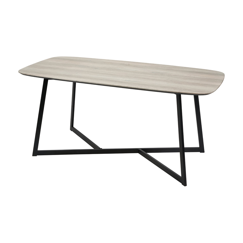 Product photograph of Olivia S Cassie Oak Veneer And Metal Dining Table In Black Grey from Olivia's.