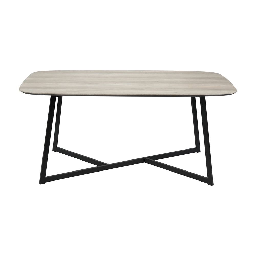 Product photograph of Olivia S Cassie Oak Veneer And Metal Dining Table In Black Grey from Olivia's.