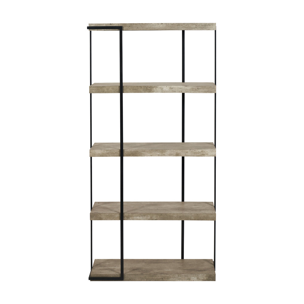 Product photograph of Olivia S Chichi Concrete Effect Wood And Black Iron 5 Shelf Unit from Olivia's