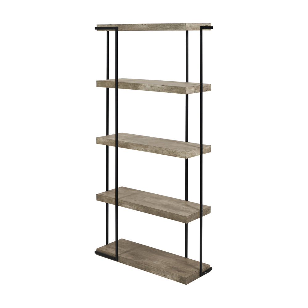 Product photograph of Olivia S Chichi Concrete Effect Wood And Black Iron 5 Shelf Unit from Olivia's.